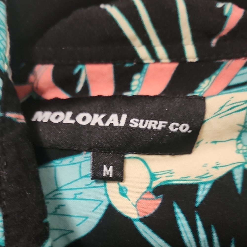 Molokai Surf Co Parrot Jungle Hawaiian Button Down Shirt M - Picture 3 of 6